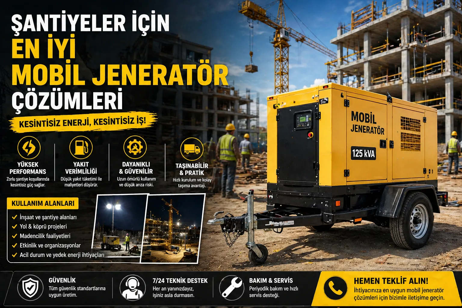 Şantiyeler İçin En İyi Mobil Jeneratör Çözümleri