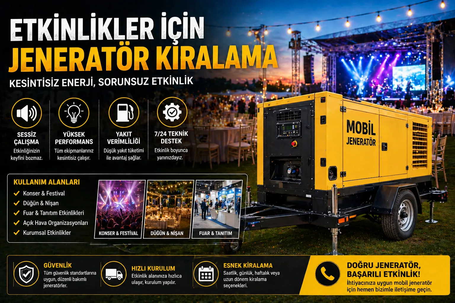 Etkinlikler İçin Jeneratör Kiralama Rehberi