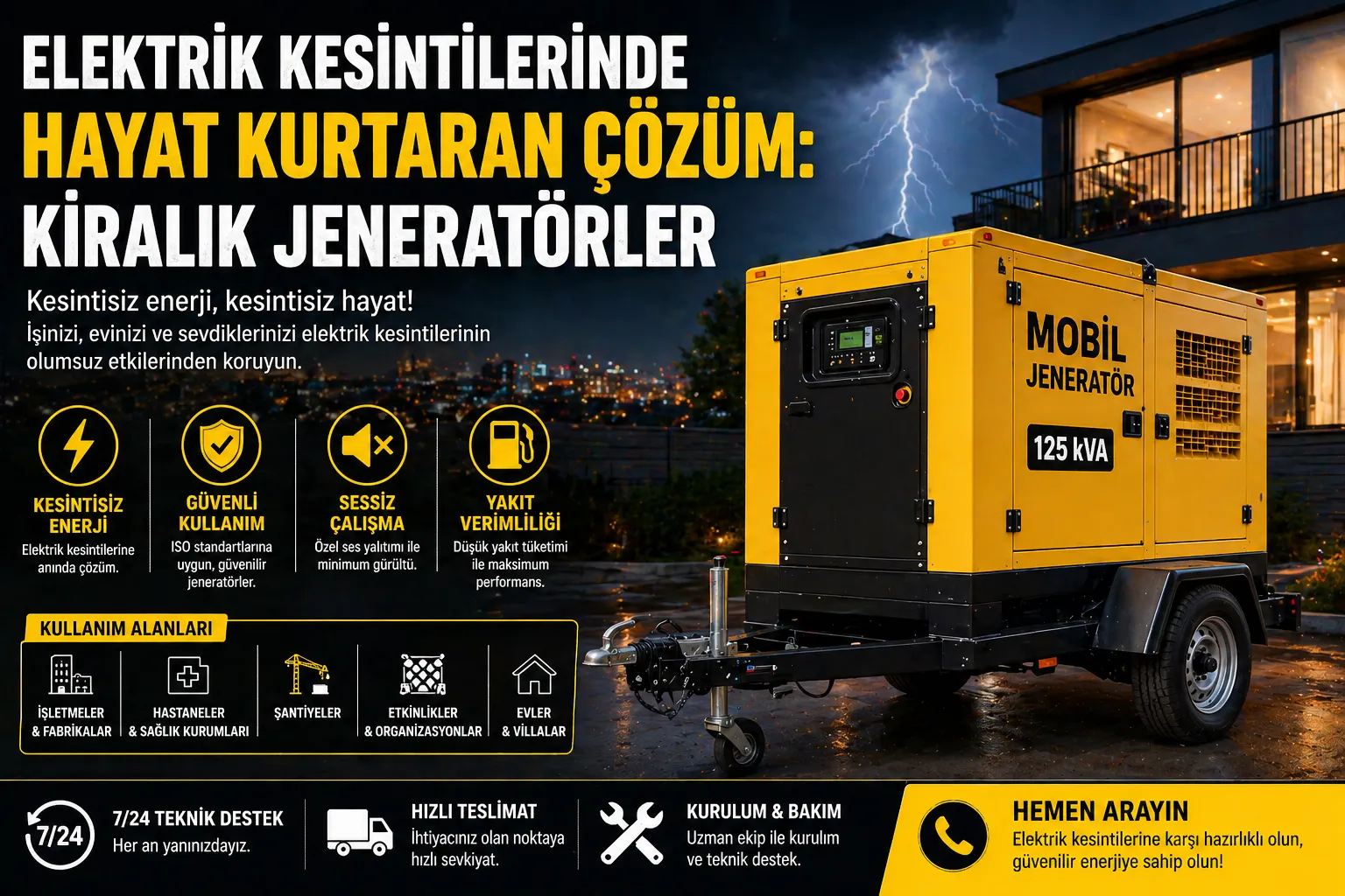 Elektrik Kesintilerinde Hayat kurtaran Çözüm: Kiralık Jeneratörler